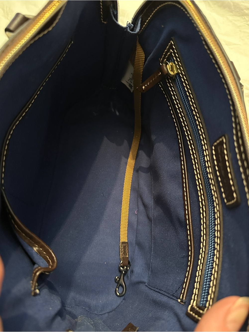 Dooney & Bourke Blue Diamond Celebration Satchel with Brown Trim - Picture 4 of 7